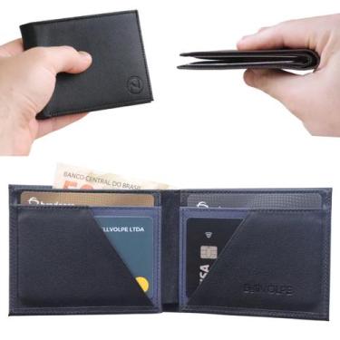Imagem de Carteira Masculina Horizontal Slim Couro Marca BELLVOLPE, Preto