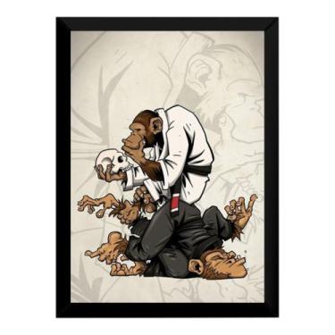 Imagem de Quadro Jiu Jitsu Decoração Dojo Bjj Arte Macaco Faixa Preta - Fanarte