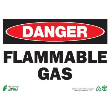 Imagem de Zing Green Products 1127 Placa de segurança de plástico reciclado "Danger flammable gas", 25,4 cm de comprimento, 17,8 cm de largura