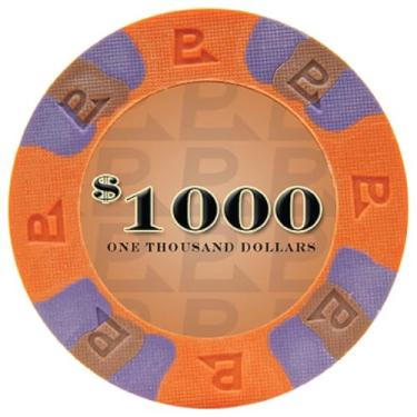 Imagem de Fichas de pôquer NexGen Pro Classic 10-6000: sensação autêntica de cassino de 9 gramas com design tricolor e molde texturizado - pacote com 50 ($1.000 laranja)