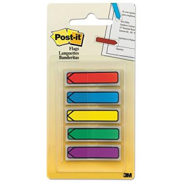 Imagem de Post-it Bandeiras de flecha de 1/5.1 cm, azul/verde/roxo/vermelho/amarelo, 20/cor, pacote com 100