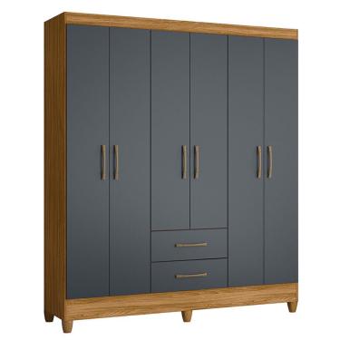 Imagem de Guarda Roupa Casal Panamá 6 Portas e 2 Gavetas - Moval Freijó/Cinza