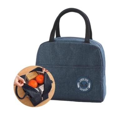 Imagem de Bolsa Térmica para Marmita - Lancheira Térmica Adulto - Marmiteira Isotérmica Dobrável 4 Litros - Pequena e Compacta - Refeição Almoço, Trabalho, Academia e Viagem - UpShop (Azul)