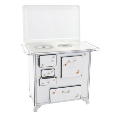 Imagem de Fogão A Lenha Tradicional 02 Venâncio Gabinete Com Tampa Branco Florido 2gdftbr