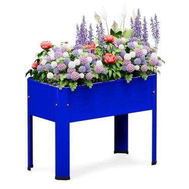 Imagem de PROXRACER Canteiro de jardim elevado com pernas altas destacáveis, caixa de plantador de metal elevado para cultivo de ervas frescas, vegetais, flores, suculentas e outras plantas, para ambientes