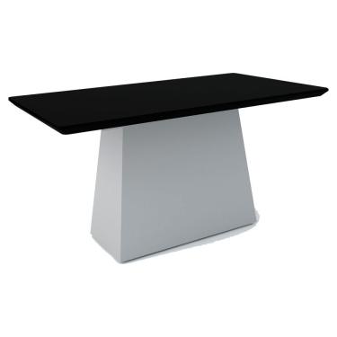 Imagem de Mesa Jantar 6 Lugares Madeira Bárbara 1,60cm Off White Preto