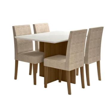 Imagem de Sala de Jantar Helo 120x90 Com Vidro 4L Cadeiras Josi Poliman Móveis, 