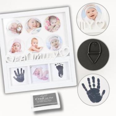 Imagem de Quadro Decorativo Baby Bebê Porta Retrato Digital de Mãozinha Pezinho 