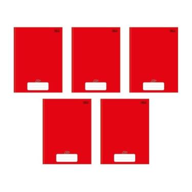 Imagem de Kit com 5 Cadernos Universitário Brochura D+ Tilibra Vermelho com 96 Folhas Pautadas Escolar Aula