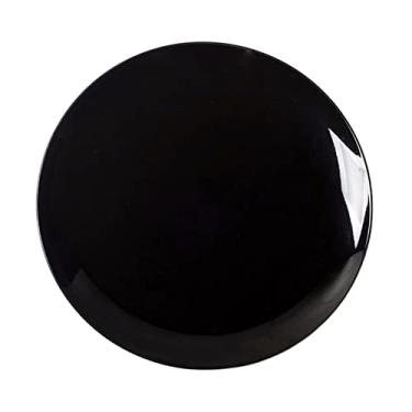 Imagem de Prato de serviço preto brilhante super grande para casa, restaurante, café, prato de jantar de cerâmica, prato de sobremesa, prato de salada, pratos planos circulares
