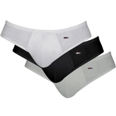 Imagem de Cueca Zorba Slip em Algodão 791 C/3, Branco, Preto, Grafite, M