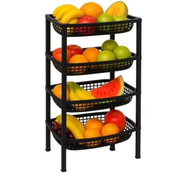 Imagem de Fruteira De ChãO Cesto 4 Andares Organizador Frutas Multiuso(Preto)