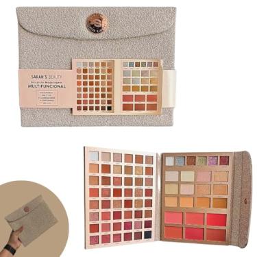 Imagem de Estojo de Maquiagem Multifuncional, 48 Sombras, 5 Iluminadores, 4 Contornos, 6 Blush, Tons Quentes e Neutros, 25x19cm