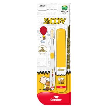 Imagem de Escova Dental Macia Snoopy Júnior Condor Cabeça P com Estojo Protetor