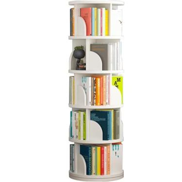 Imagem de Torre de estante rotativa de nível, estante giratória Lazy Susan, prateleira giratória 360 de armazenamento de livros carrossel redondo, organizador de canto espiral giratório vertical, branco