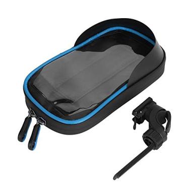 Imagem de AMONIDA Bolsa para suporte de bicicleta, bolsa para suporte de celular, design reflexivo estável e resistente para bicicletas dobráveis (suporte preto e azul)