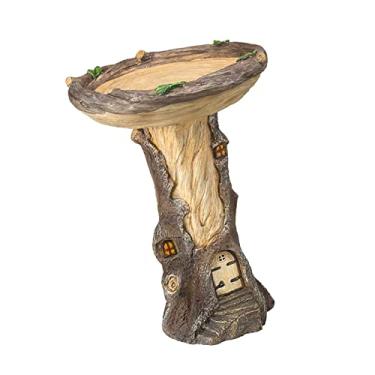 Imagem de WeiLaiKeQi Bandeja de banho de pássaro de resina decoração de quintal estátua de jardim de fadas resistente ao clima