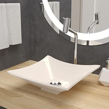 Imagem de Cuba Pia De Apoio Bege Quadrada 34x34cm Opala Para Banheiro Beltempo