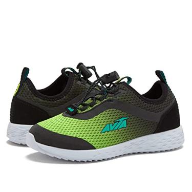 Imagem de Avia Avi Spirit Slip On Boys Sneakers - Tennis, Athletic, Running Shoes for Boys - Toddler, Little Kid, and Big Kid Sizes - Black/Light Green/Light Blue, 4 Big Kid
