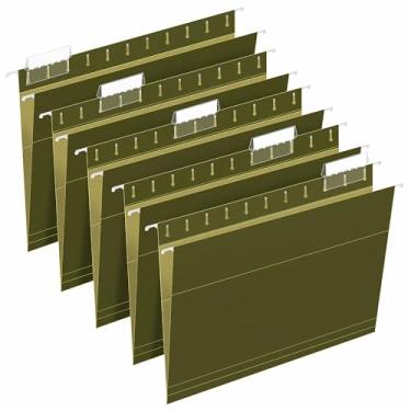 Imagem de Pastas de arquivo suspensas, pacote com 30 pastas suspensas reforçadas, tamanho carta, projetado para arquivos volumosos, armário de arquivo, abas ajustáveis, verde