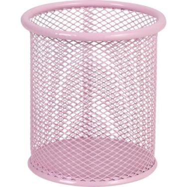 Imagem de PORTA-CANETAS Aramado Redondo Rosa Paste para Mesa Escritório - BRW
