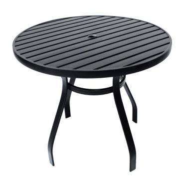 Imagem de Mesa Redonda Alumínio Tampo 90cm Ripado Piscina Área Externa - Nossa K