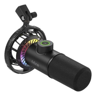 Imagem de Microfone Gamer Profissional Cardioide Iluminação Led Rgb Fifine K658 Preto Luuk Young