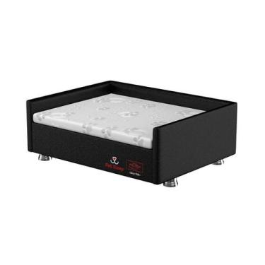 Imagem de Conjunto Cama Box Pet Sleep Pelmex Luxo Preto e Branco para Cães e Gat
