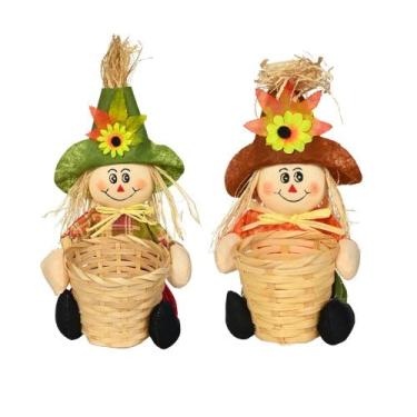 Imagem de Kit Decoração Junina Espantalho Paglia Cesto 2 Peça 29X12CM - Wincy Ar