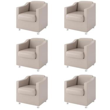 Imagem de Kit 6 Poltronas Decorativa Reforçada Recepção Clinica Salão material s