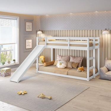 Imagem de Conjunto Beliche Extensível Infantil E Escorregador Family Casatema Branco