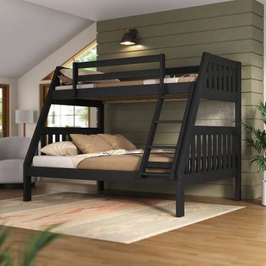 Imagem de Beliche 1018 Twin Full Madeira De Pinus Acabamento Preto