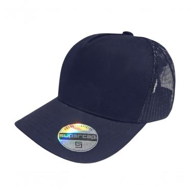 Imagem de Boné Aba Curva Trucker Frente Americana Sarja Supercap 26426 Azul Escuro
