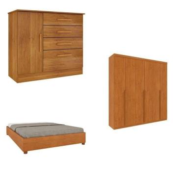 Imagem de Quarto Casal Completo Guarda-roupa Milano, Cama Mônaco E Cômoda Chicago Espresso Móveis Cinamomo