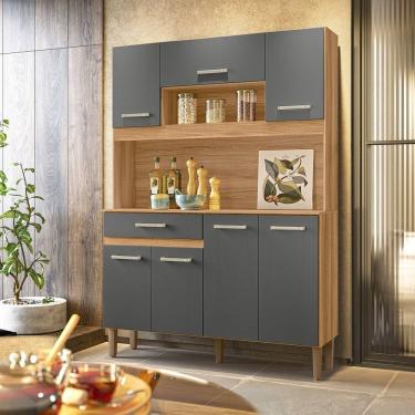 Imagem de Armário De Cozinha 7 Portas 1 Gaveta Magazin Marrom/cinza