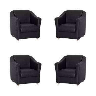 Imagem de Kit 4 Poltronas Bia Decorativa Reforçada Recepção Clinica Salão Sala De Estar Courino