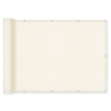 Imagem de SUNNY GUARD Tela de privacidade para terraço de 7,5 x 40,6 cm, cobertura de grade de apartamentos, tela resistente, para-brisas branco leitoso