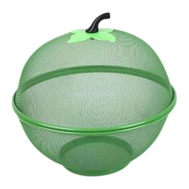 Imagem de YWJLQH Cesta de Frutas com Tampa, Escorredor de Alimentos Coberto, Tigela de Pão para Lanche, Tigela de Frutas Decorativa, Cesta de Arame de Metal para Resta, verde, Tamanho real