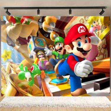 Imagem de Painel de festa infantil decorativo do mario - Shopp do Adesivo, P 1,5