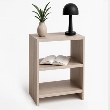 Imagem de Mesa Lateral Cabeceira Branco Amadeirado Duas Cores 20cm e 30cm Ideal para Quarto Pequeno(Amadeirado,20CM)