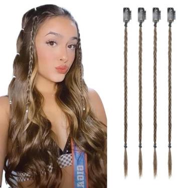 Imagem de Peruca Flufymooz 14", marrom acinzentado escuro, 4 peças, extensões de