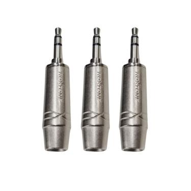 Imagem de Kit 3 Plug P2 Macho Estéreo Metal Prof Para Celular