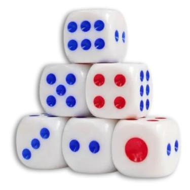 Imagem de Kit de Dados 18mm Brancos, Dados de Seis Lados (D6) para Jogos de Tabuleiro, RPG e Atividades, Cantos Arredondados para Rolagem Justa