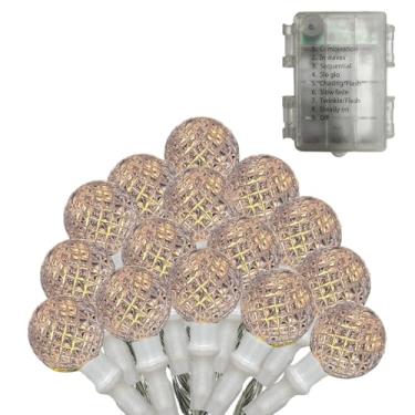 Imagem de Anycosy Luzes de Natal C3, 100 LEDs Strawberry Operado por Pilha Luzes 8 Modos e Temporizador para Árvore de Natal, Jardim, Pátio, Interior, Exterior, Decorações de Natal (G3-50LED-Pilha-Branco Quente