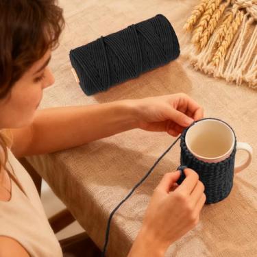 Imagem de Fio de algodão, corda artesanal macia para macramé, projetos de bricolage e muito mais, perfeita para pendurar na parede e decoração de casa