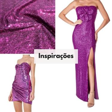 Imagem de Tecido Malha Paetê Bordado Magestic 1,45m Para Vestidos Femininos Fest