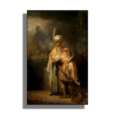 Imagem de OKRA Rembrandt Canvas Wall Art - Impressão de David e Jonathan - Pinturas de figuras históricas - Móveis elegantes e itens decorativos para banheiros, quartos e cozinhas. Sem moldura. 30 x 45 cm