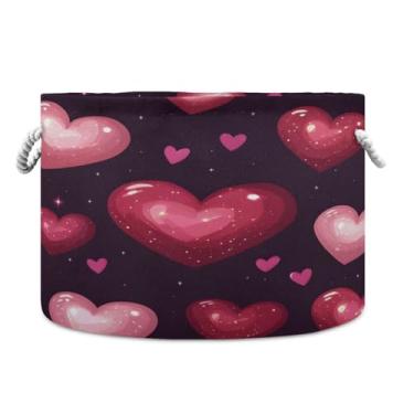 Imagem de JUZIHAI Caixa de armazenamento grande para o Dia dos Namorados, cesto de roupa suja dobrável à prova d'água com alças de corda de algodão para organização doméstica no quarto, banheiro e carro