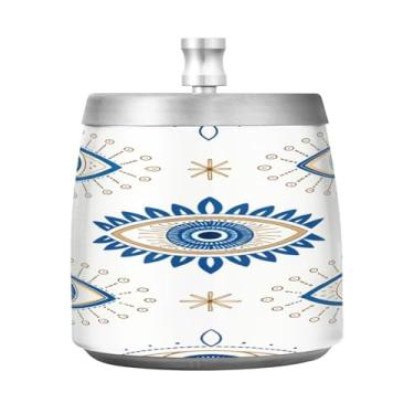 Imagem de Qilmy Cinzeiro de aço inoxidável com tampa - Cinzeiro de cigarro à prova de vento sem cheiro e sem fumaça para casa, escritório, carro, pátio, varanda (uso interno e externo)