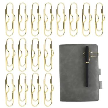Imagem de KAKUPPA 16 clipes de suporte de caneta de ouro para caderno, suportes de caneta de metal para diário e agenda, clipes de lápis de aço inoxidável para material escolar de escritório, acessórios de